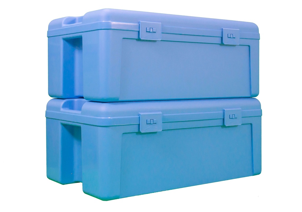 Koffer B2 blauw/opvangcontainer. Gewicht: 1,8kg. Afm: 52 x 31 x 21cm