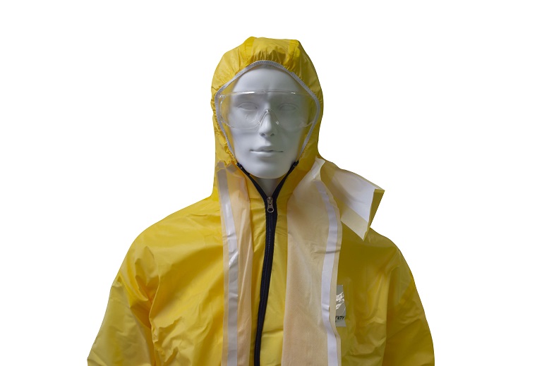 Technosafety wegwerp overall, Cat III, Type 3/4/5/6, Geel, Anti-statisch, Dubbele rits, Maat M