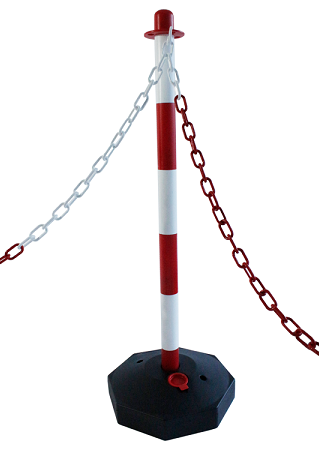 Afzetpalen (10 stuk) met 44m. ketting Rood/Wit, incl. voetstukken