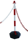 Afzetpalen (6 stuks) met 22m. Ketting Rood/Wit, incl. voetstukken