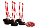 Afzetpalen (6 stuks) met 22m. Ketting Rood/Wit, incl. voetstukken