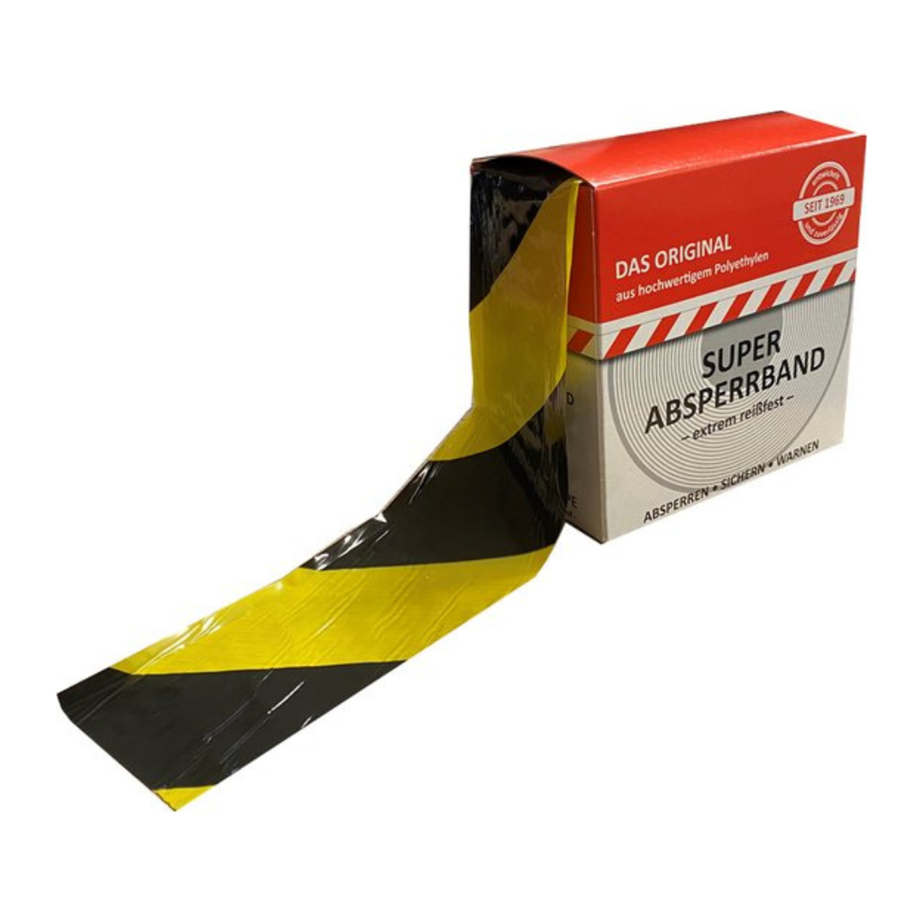 Afzetlint Geel-Zwart | 100 m x 80 mm