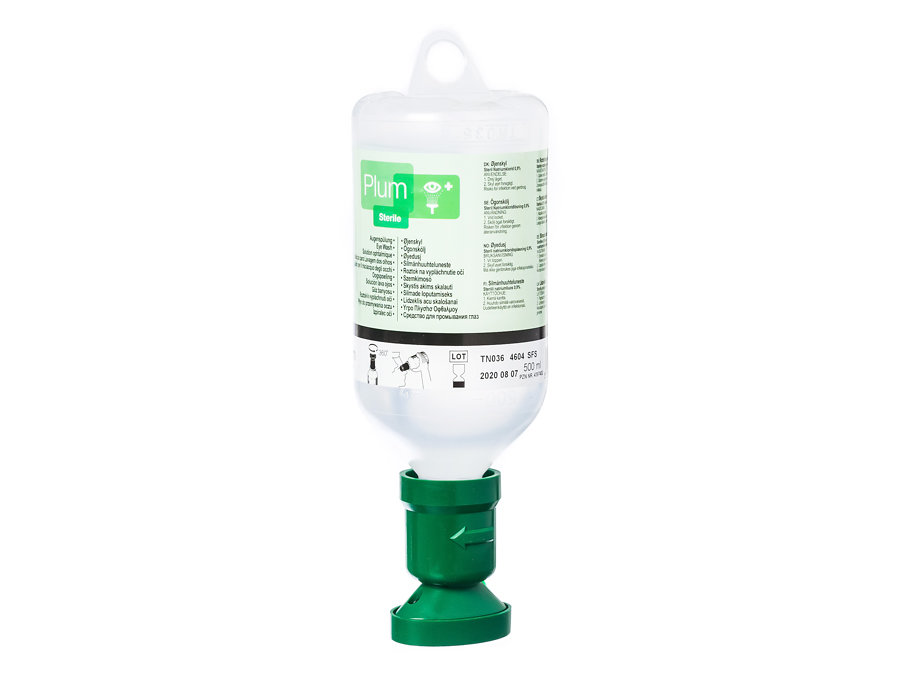 Plum Oogspoelfles 500 ml | Met oogbad | NaCl 0,9%