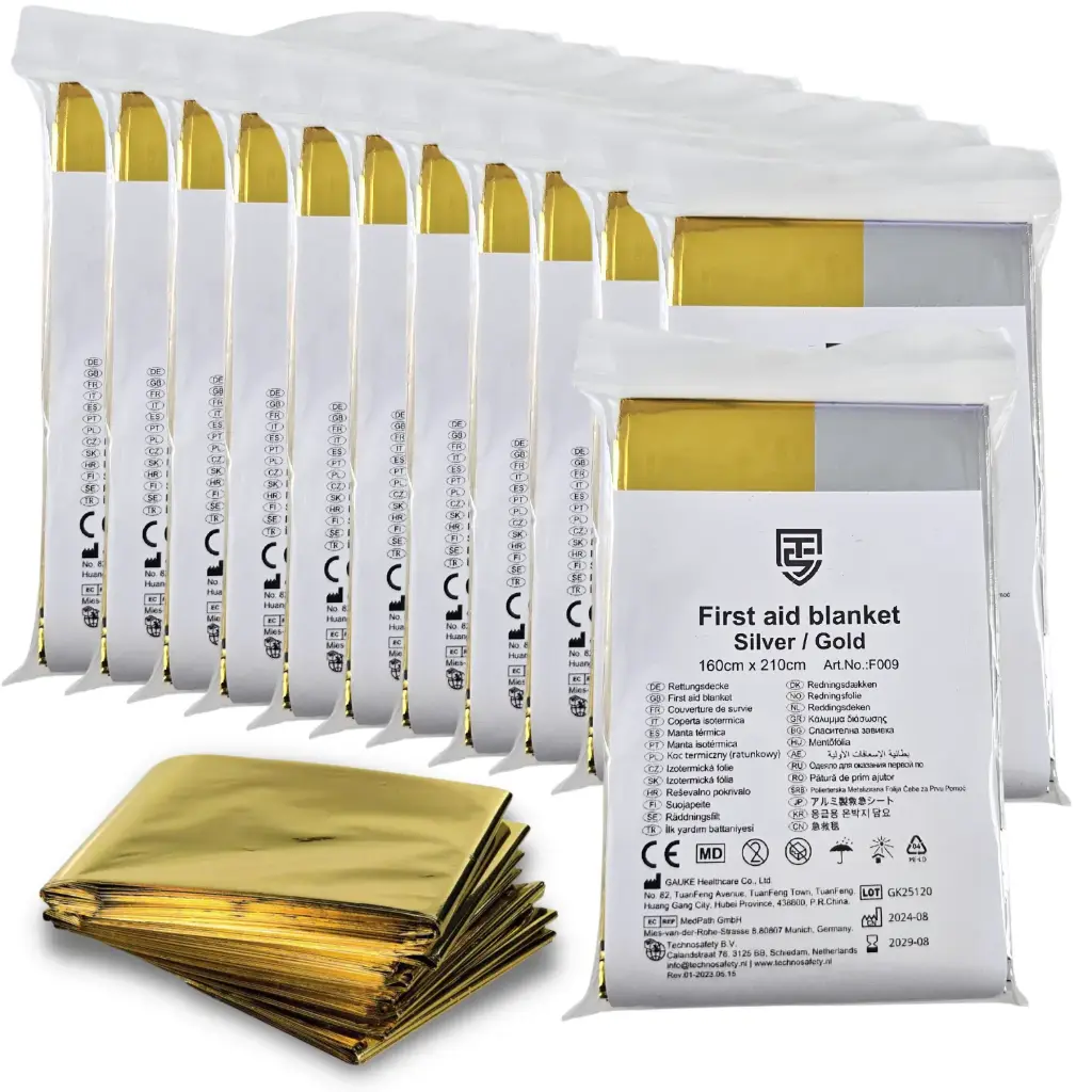 [302022093B] Technosafety Nooddeken | Goud - zilver | Set van 12 stuks