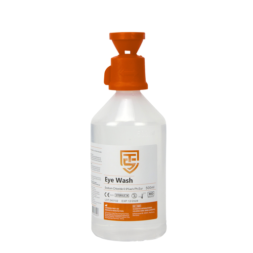 [302022078] Technosafety Oogspoelfles 500 ml | Met oogbad | NaCl 0,9%